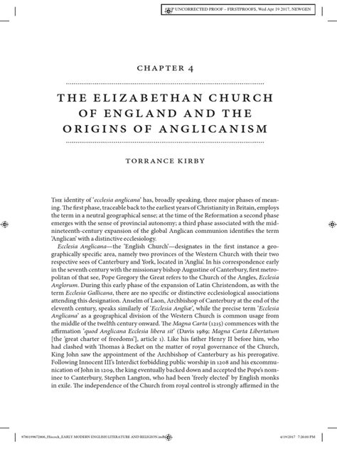 The Elizabethan Church of England and the Origins of Anglicanism